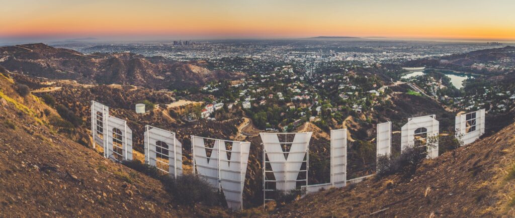 Hollywood sign and cityscape